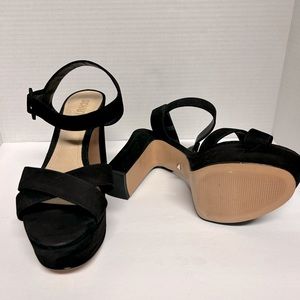 Schutz Platform Black Suede Sandals